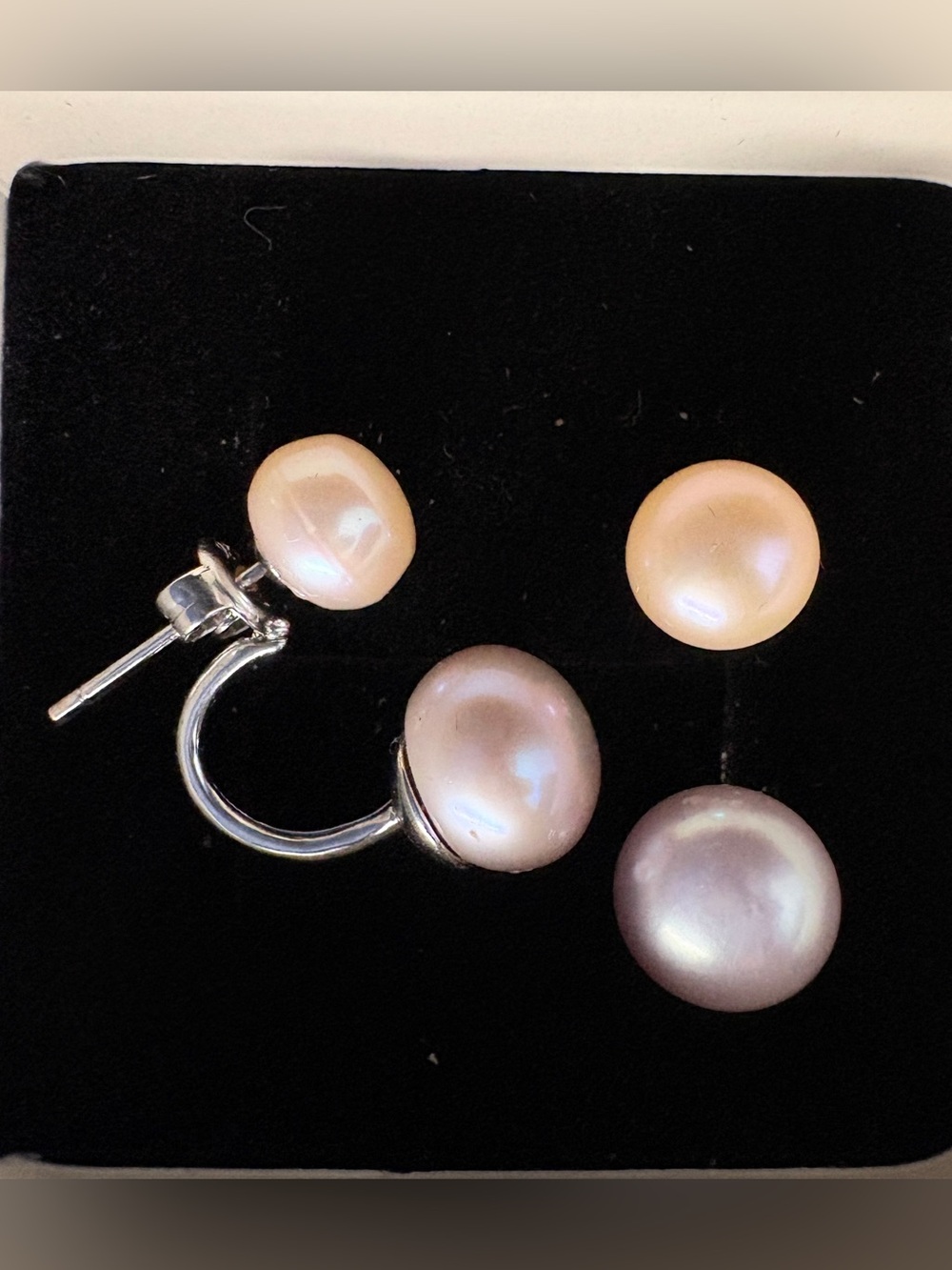 Genuine Silver Double Freshwater Pearl Earrings